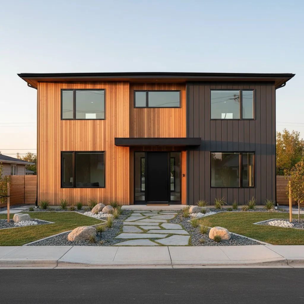 AI generated modern home exterior with new siding landscaping and windows