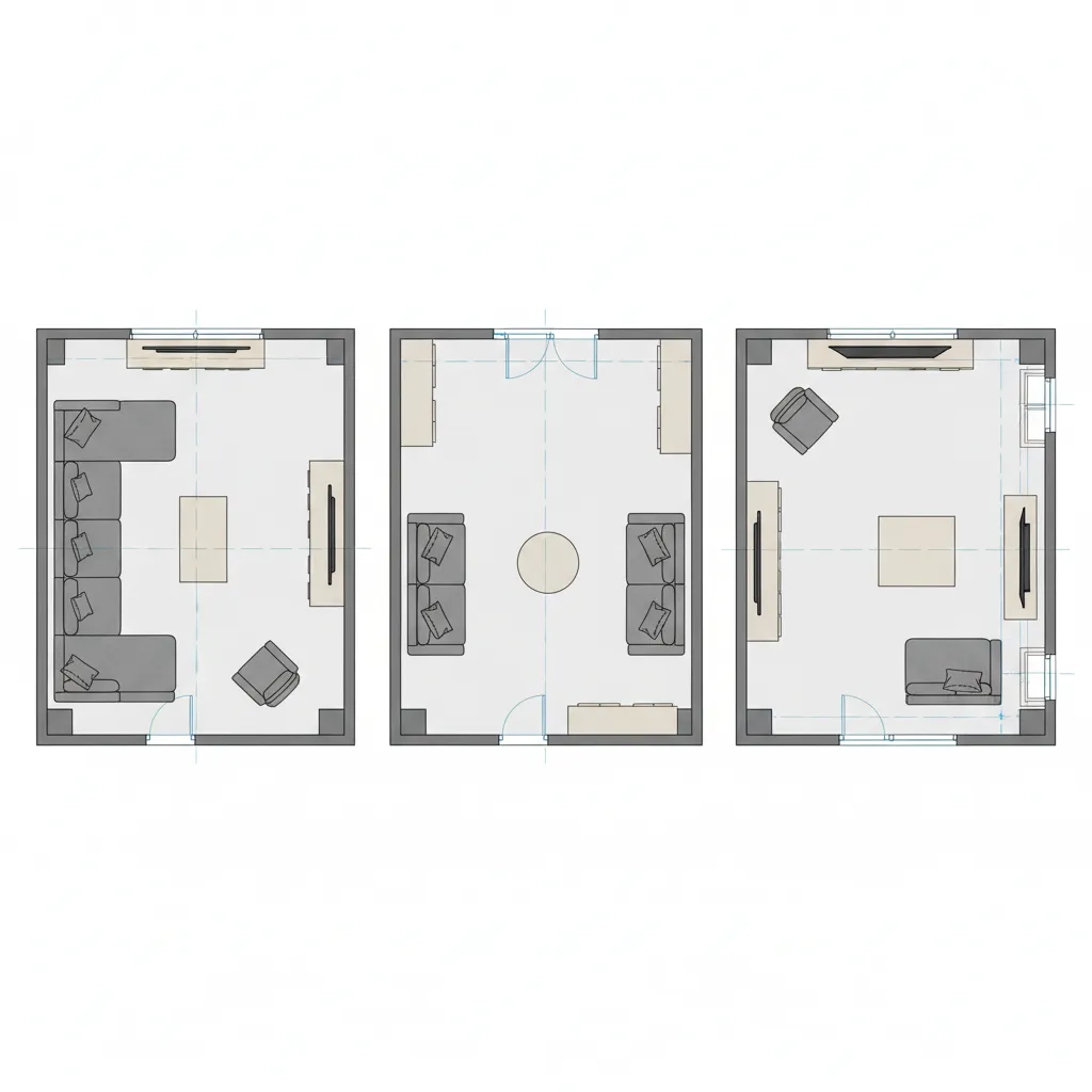 multiple AI generated living room layout options