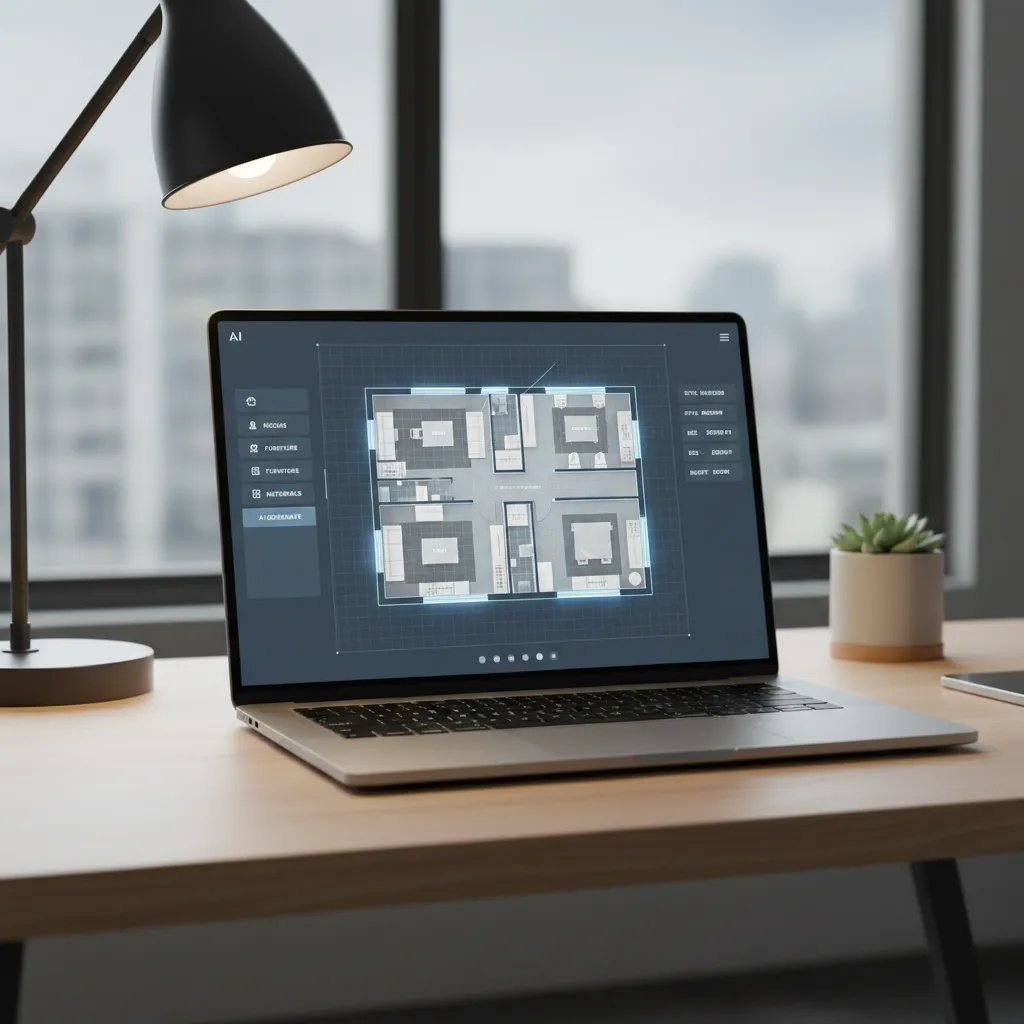 interface de software mostrando criação automática de planta residencial