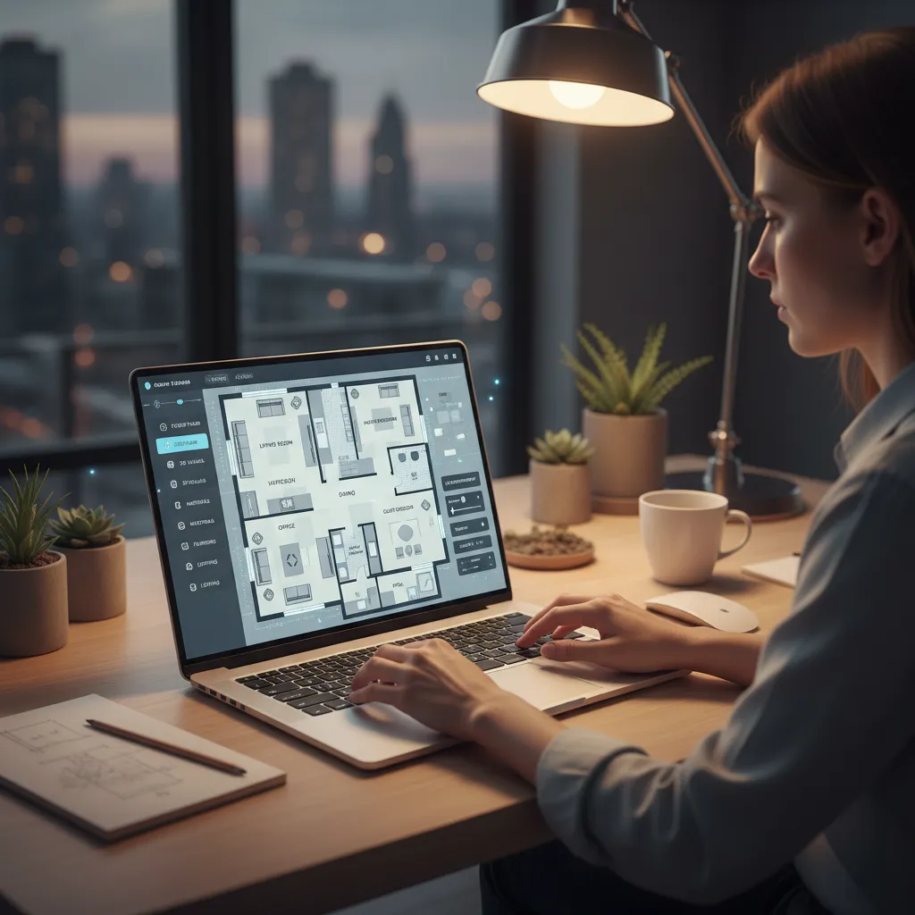 Interfaz digital mostrando el plano de una vivienda generado con inteligencia artificial