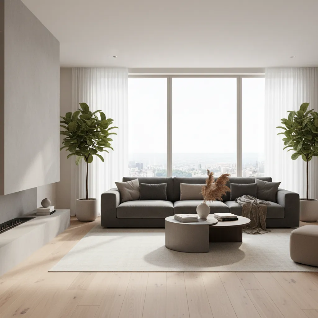 Render fotorrealista de salón generado desde una herramienta de diseño interior