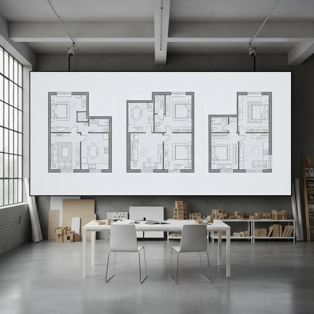 Varias opciones de distribución de una vivienda generadas por IA