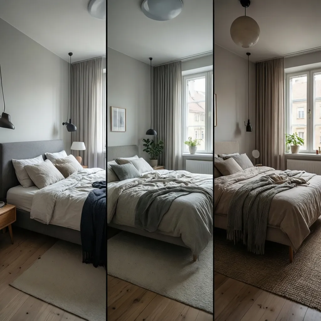 Comparación de varias versiones de diseño de una misma habitación generadas por IA