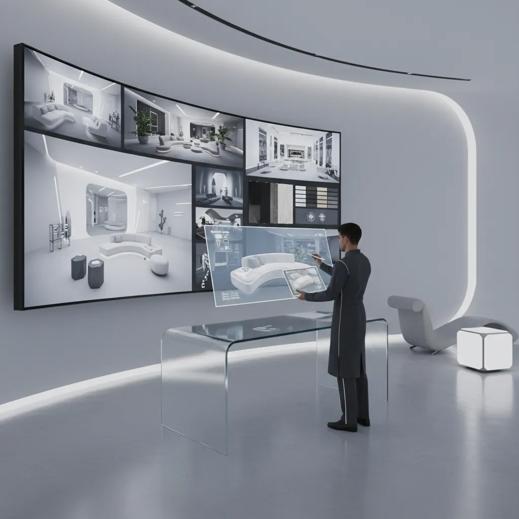 Concepto visual de diseño de interiores generado digitalmente con herramientas modernas
