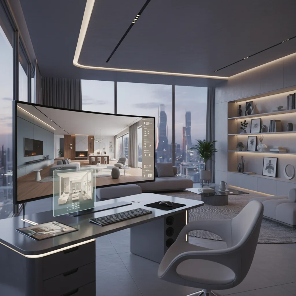 Concepto de diseño interior generado digitalmente con herramientas modernas