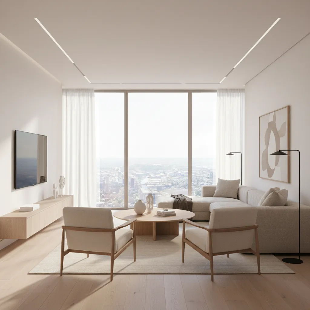 AI generated modern living room interior visualization