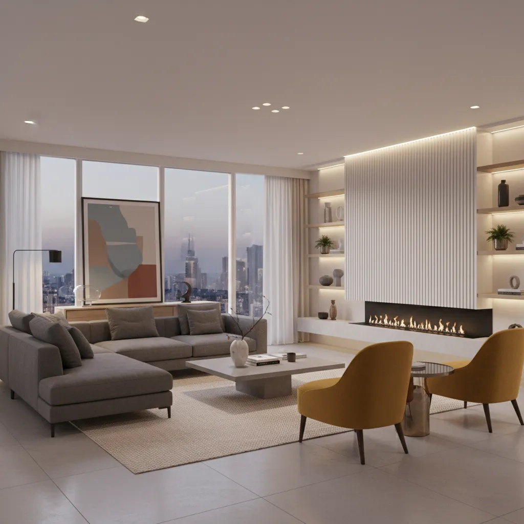 Visualización generada por inteligencia artificial de un salón moderno