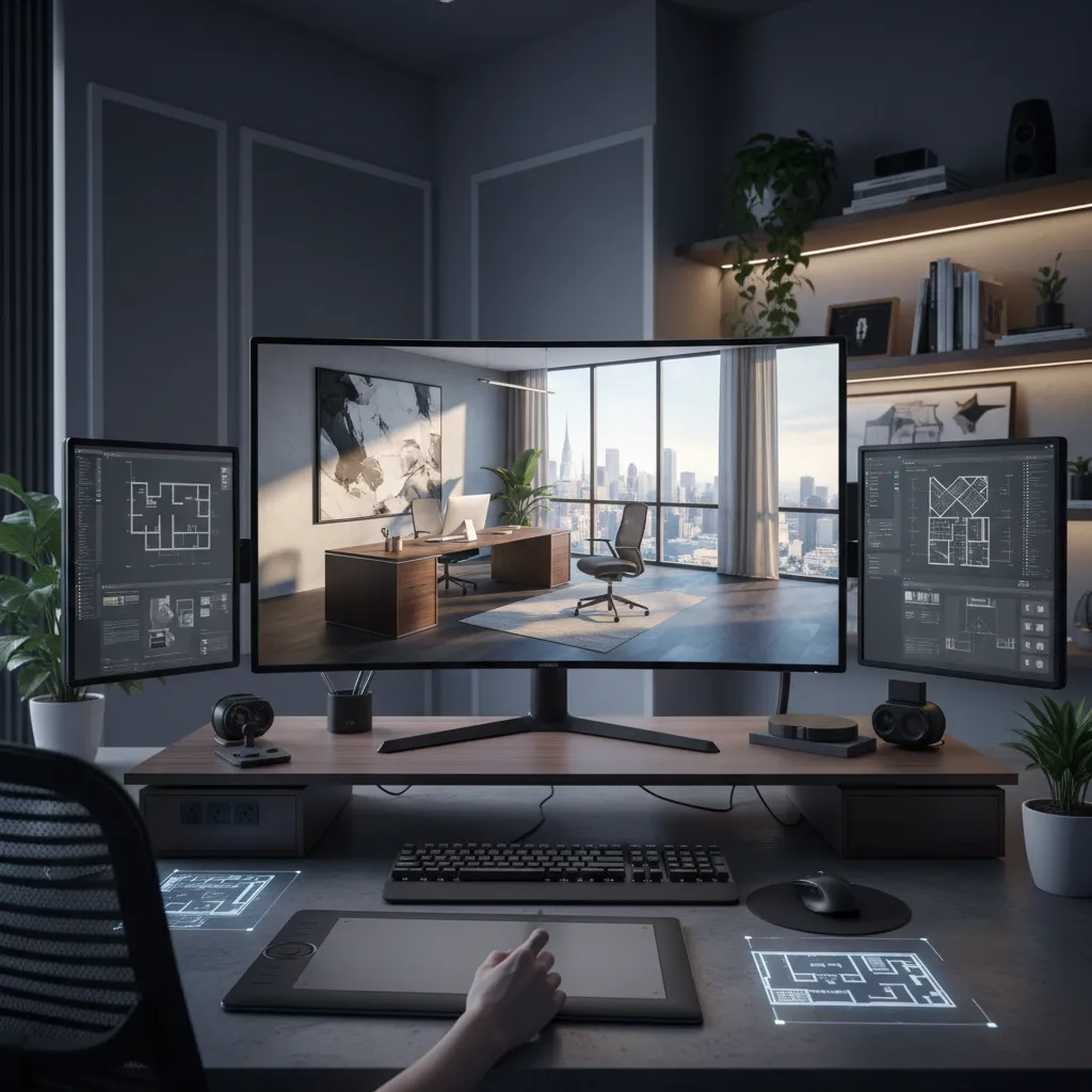 Visualización digital de diseño interior generada con herramientas avanzadas
