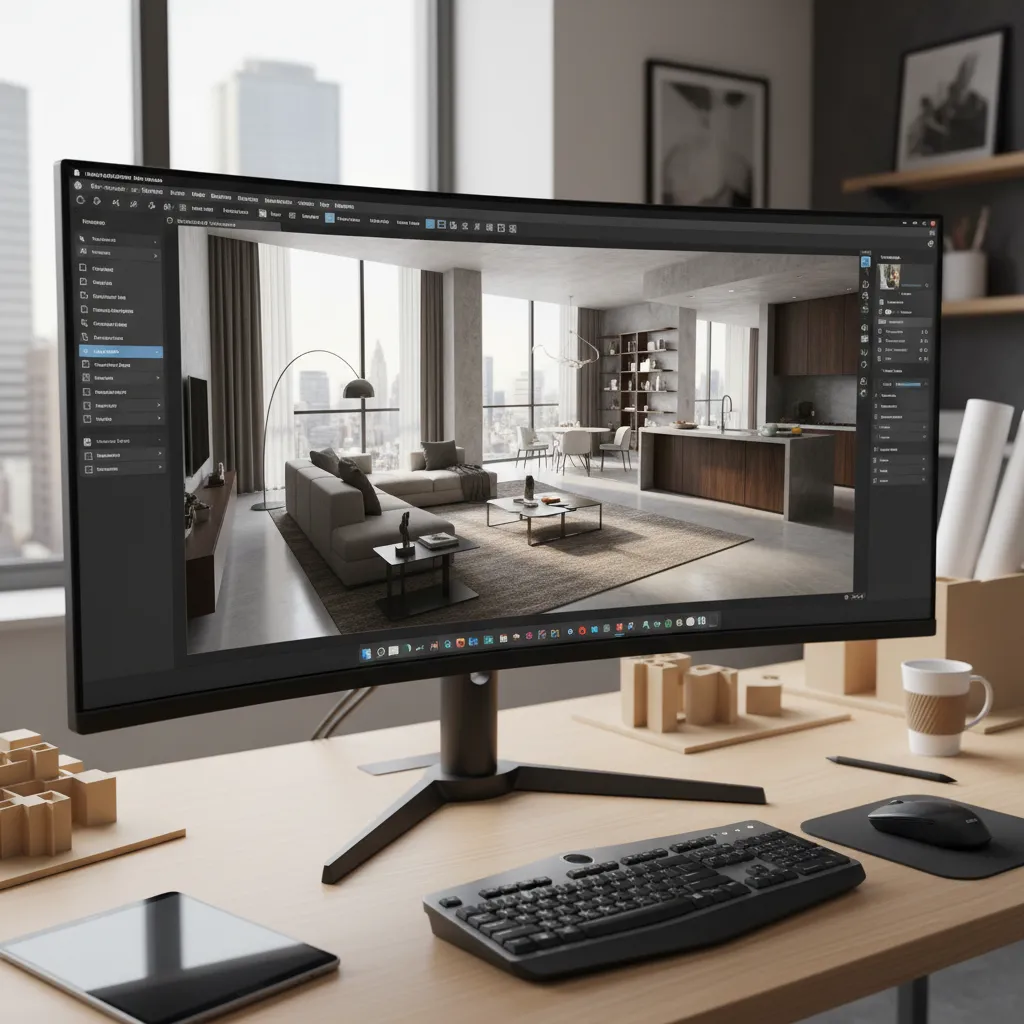 Visualización digital de diseño interior para planificar una vivienda