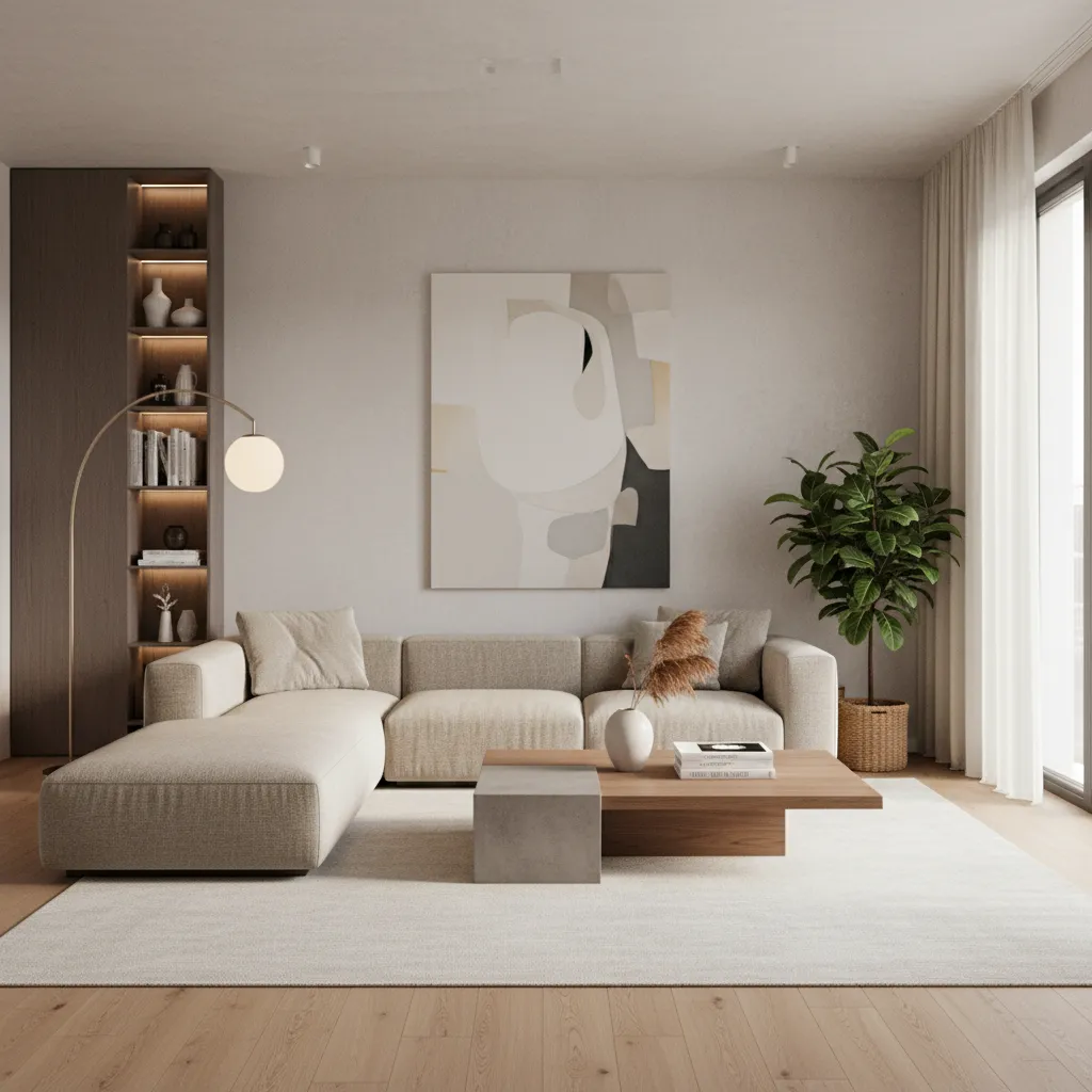 Interior de vivienda generado por IA mostrando distribución automática de muebles