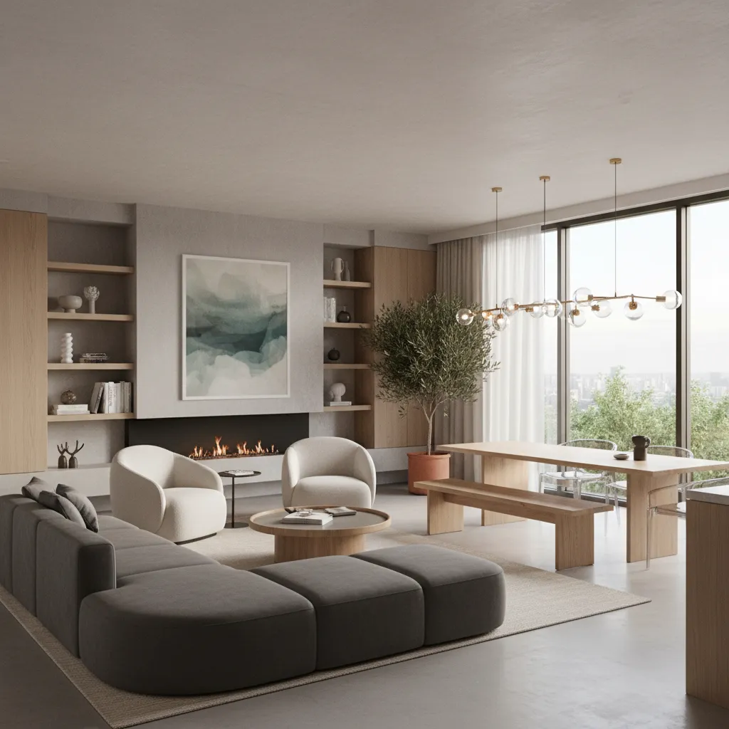 Visualización conceptual de diseño interior generado con herramientas de inteligencia artificial