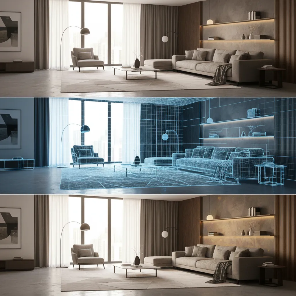 Visualización digital de diferentes estilos de interior para una misma vivienda