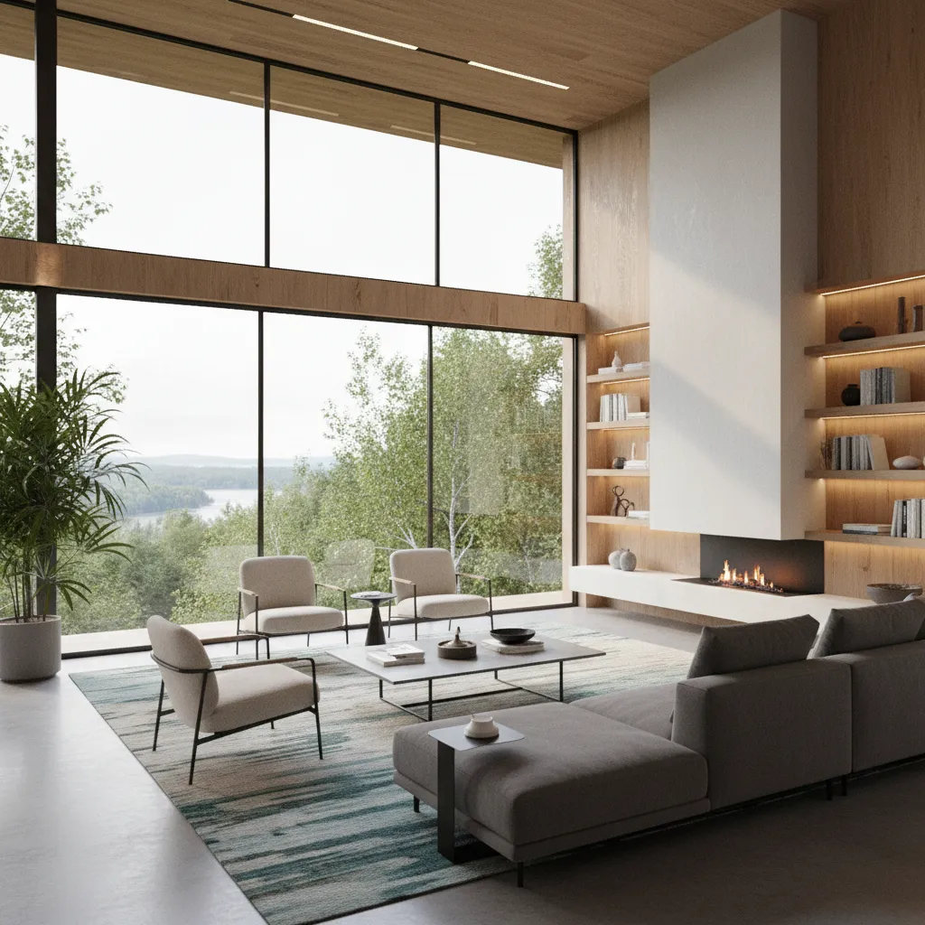 Visualización digital de diseño interior para casa de fin de semana