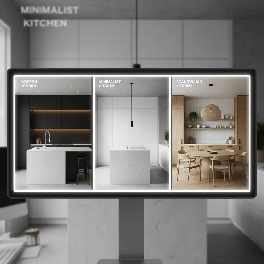 Varias propuestas de diseño de cocina generadas digitalmente