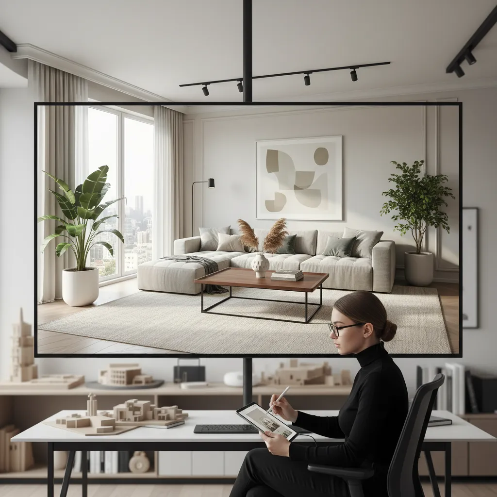 concepto de diseño interior generado por inteligencia artificial en una sala de estar