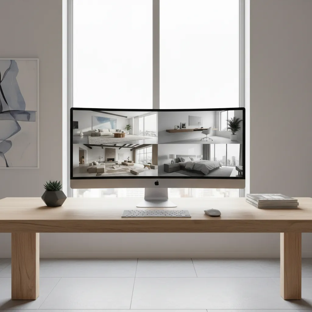 AI generated room design concepts displayed on computer screen