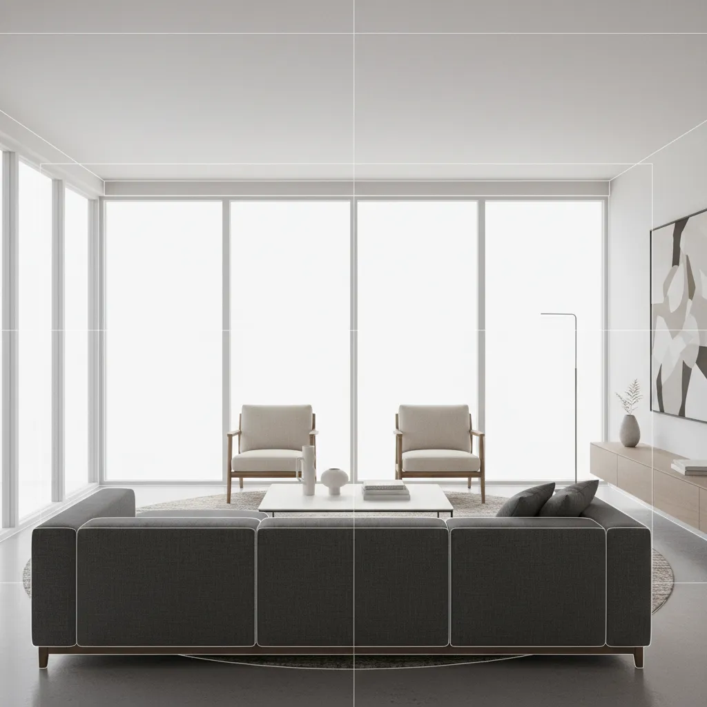AI analyzing room layout with furniture placement suggestions