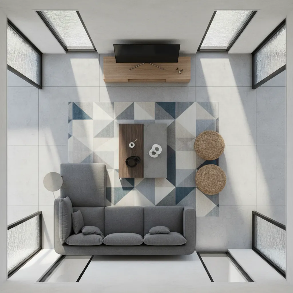AI generated living room layout with furniture arrangement