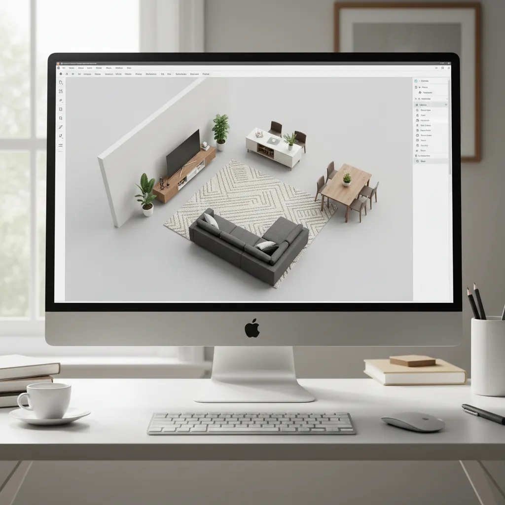 Planificación de distribución de muebles en un salón usando una app de diseño