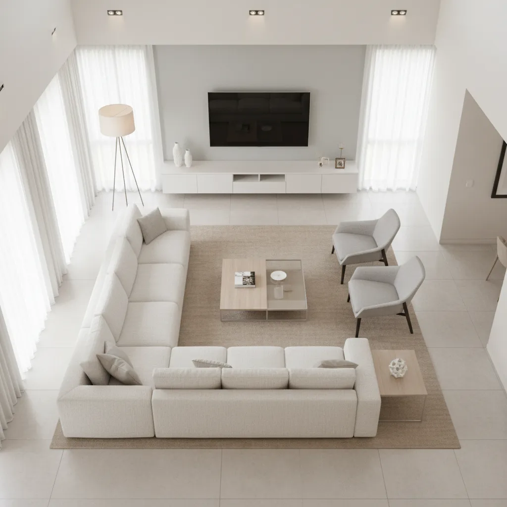 AI generated living room layout planning concept