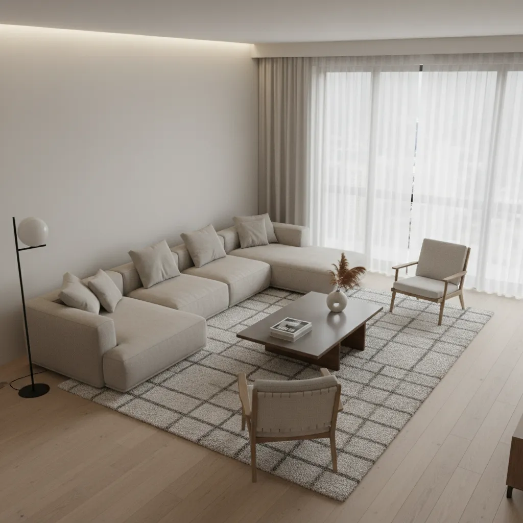 AI generated living room layout showing furniture placement planning