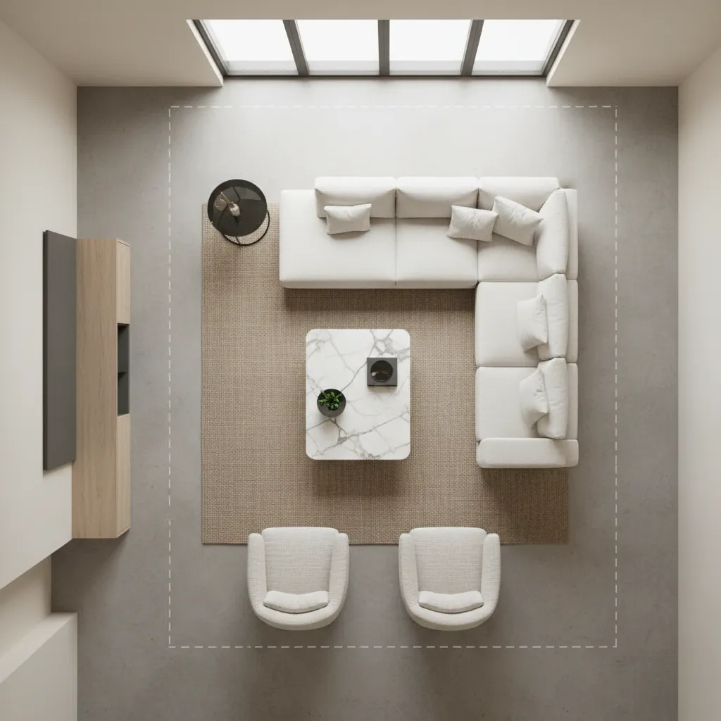 comparison of multiple living room furniture layouts generated by AI planner