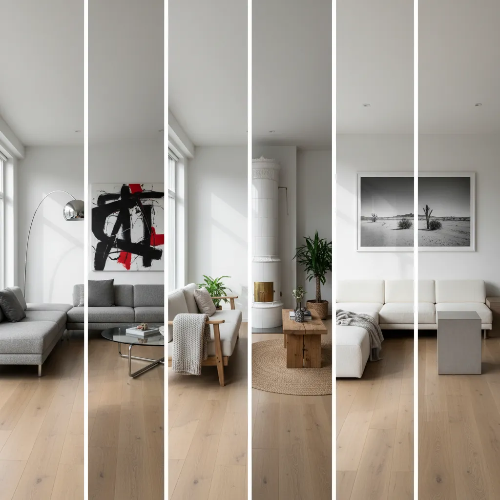 Comparación de estilos de sala generados por inteligencia artificial