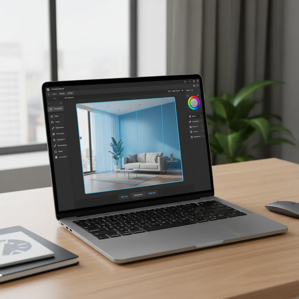 AI software detecting walls and surfaces for digital painting