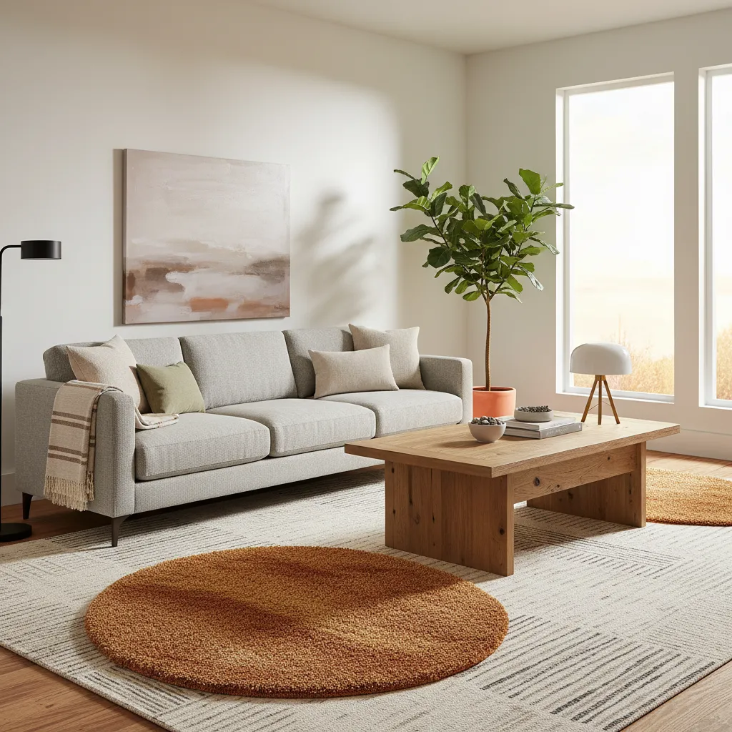 Alfombra de polipropileno en un salón contemporáneo