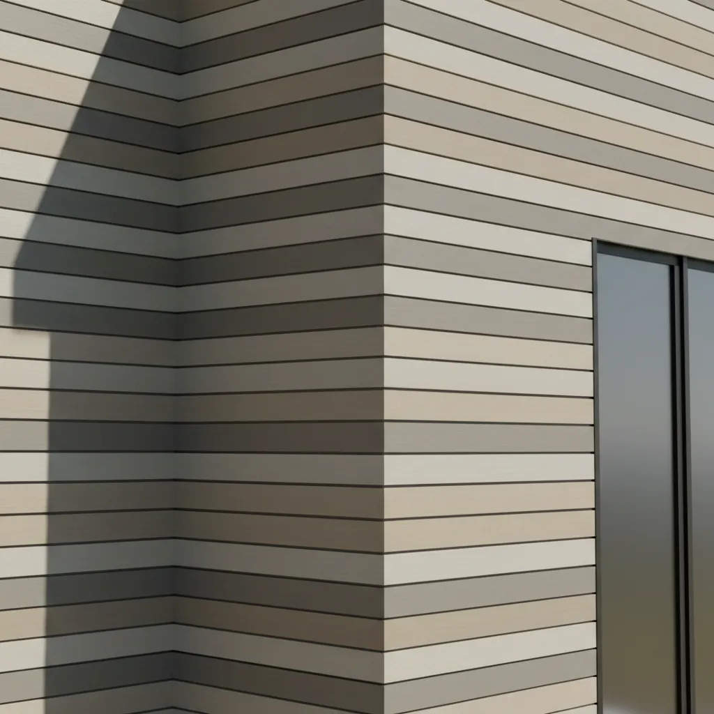 Exterior house corner showing aligned horizontal siding boards