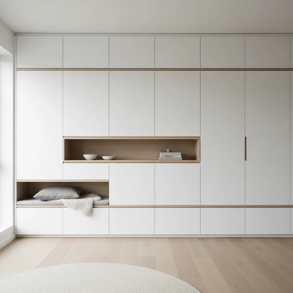 Armarios empotrados minimalistas en apartamento escandinavo