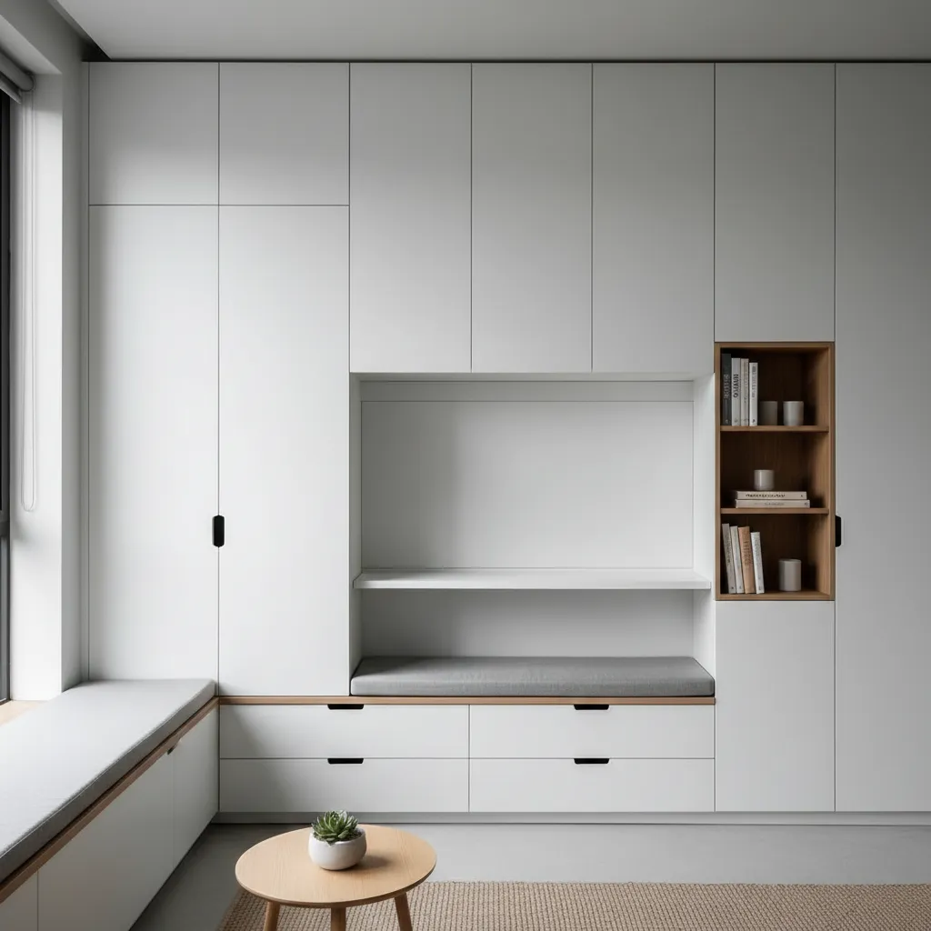 Muebles con almacenamiento integrado en una casa pequeña