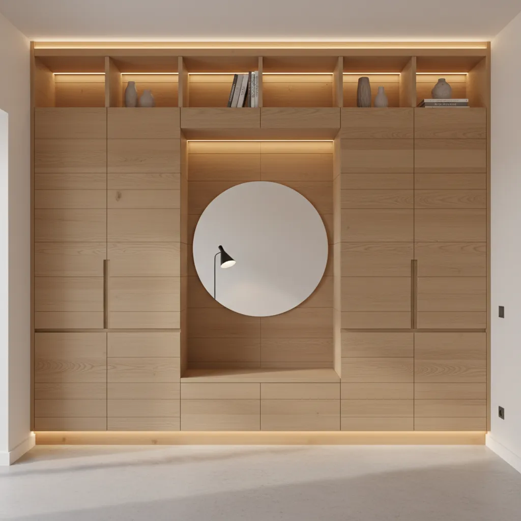 Armarios integrados en una casa pequeña moderna