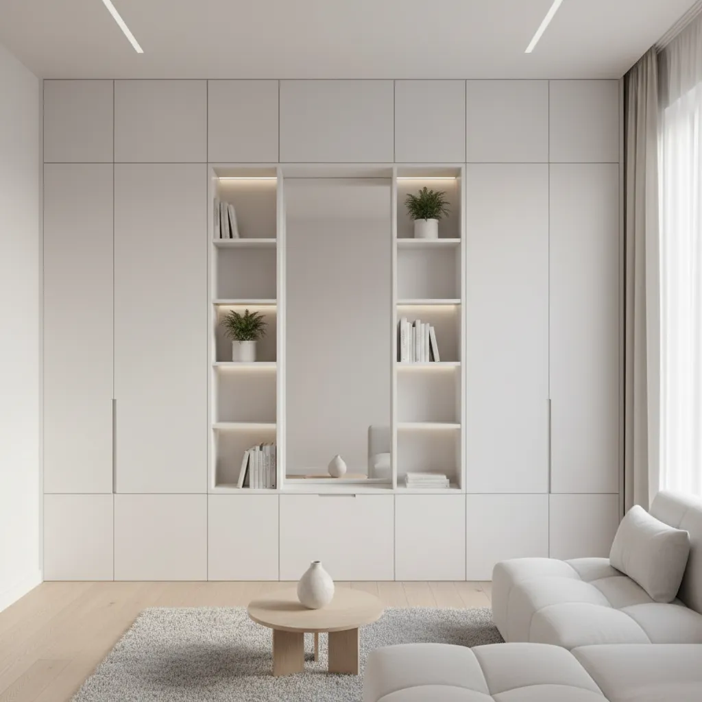 Armario integrado de suelo a techo en una casa pequeña