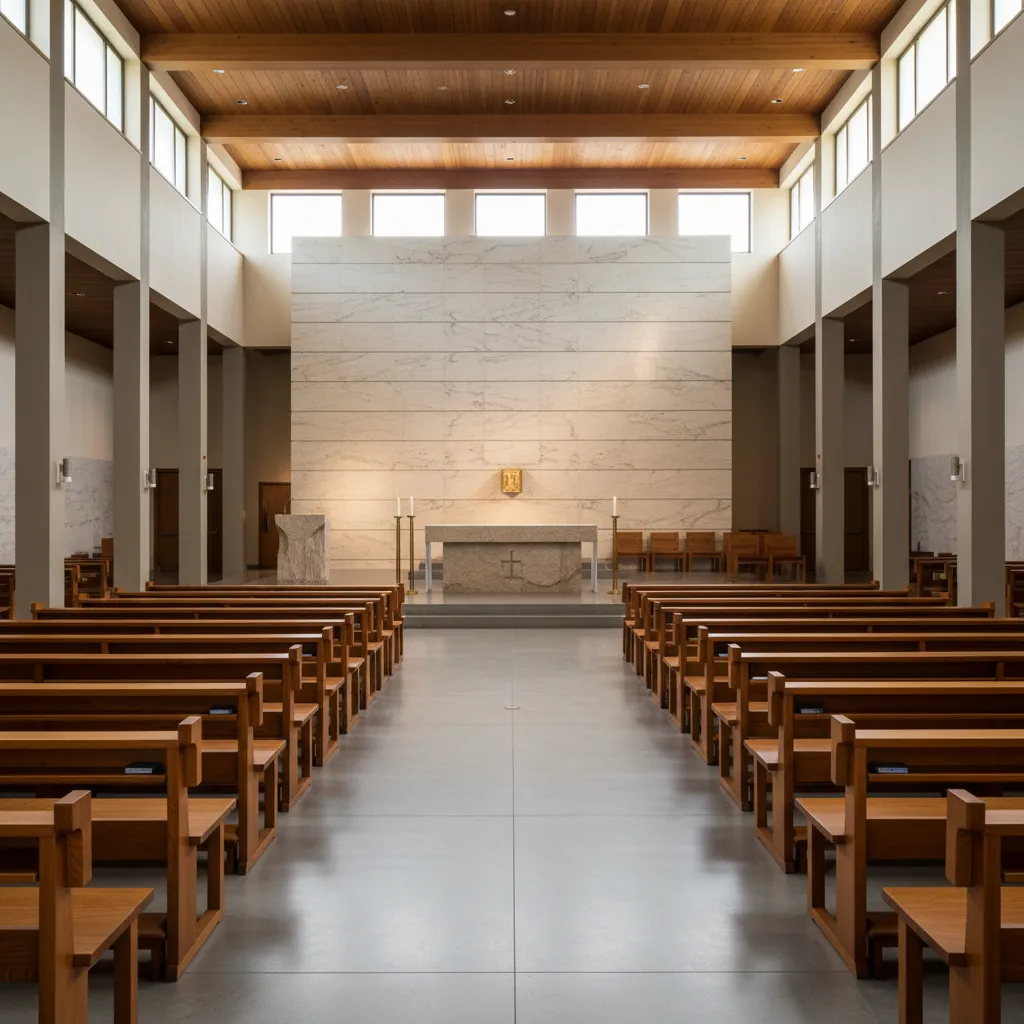 Altar de iglesia católica con diseño litúrgico moderno