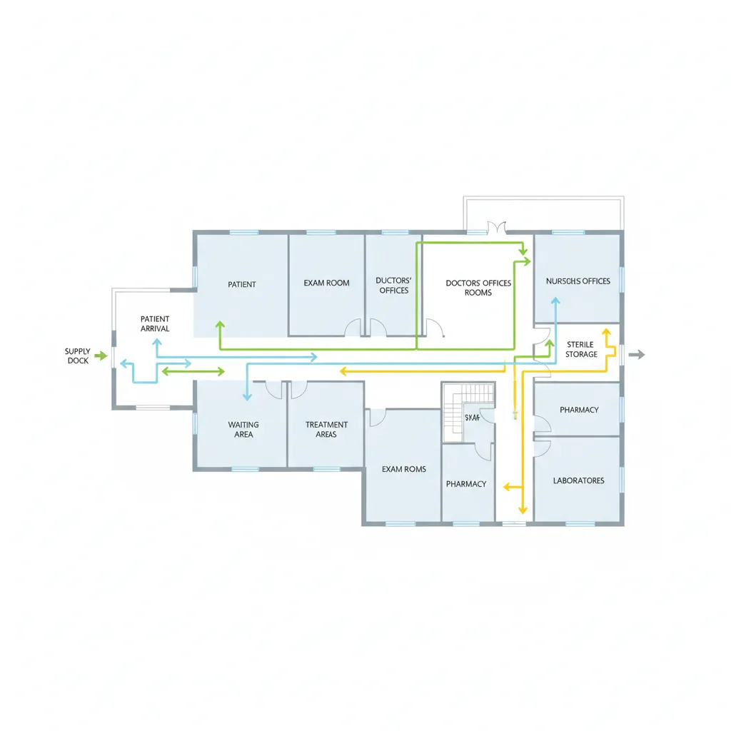 Diagram alur sirkulasi pasien dan staf rumah sakit