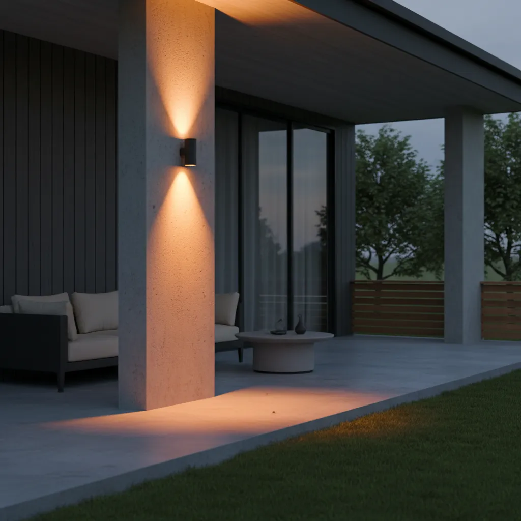 Amber LED outdoor bulb illuminating porch with fewer insects