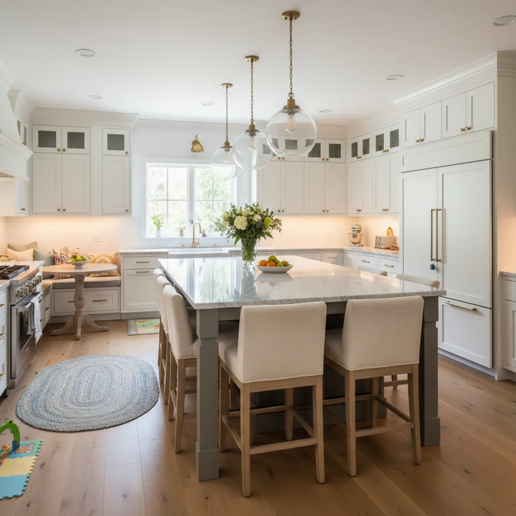 Dapur American style dengan kitchen island besar