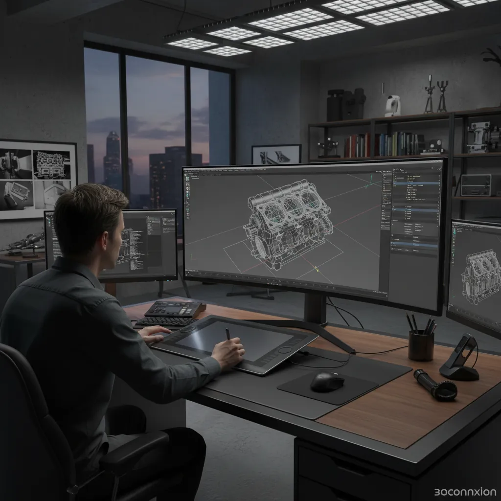 3D modeling software showing mesh preparation before AMF export
