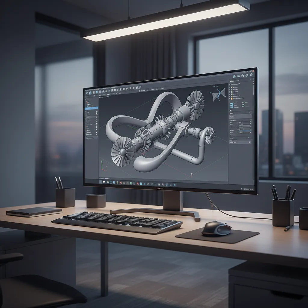 CAD modeling interface showing a complex 3D object prepared for AMF export