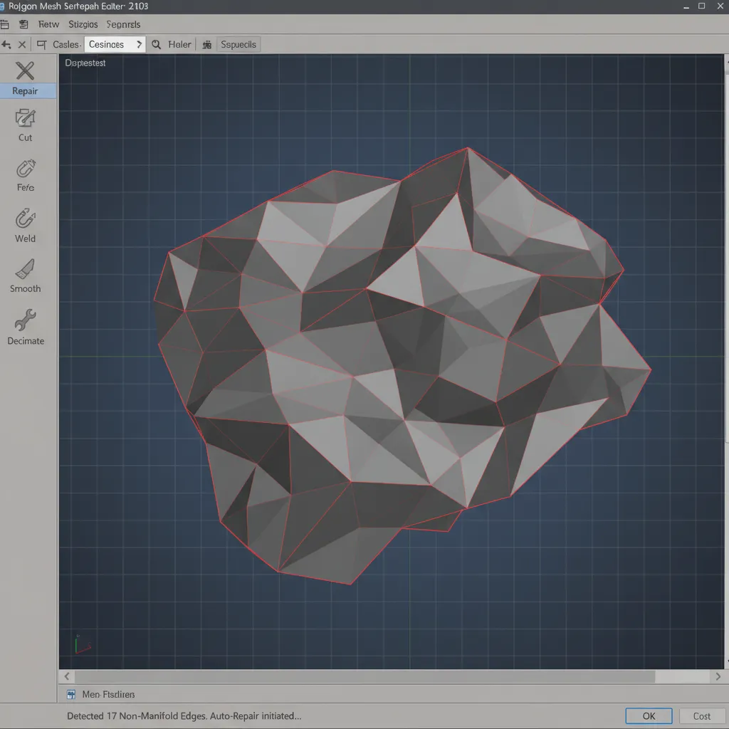 3D mesh repair tool fixing non manifold geometry in a model