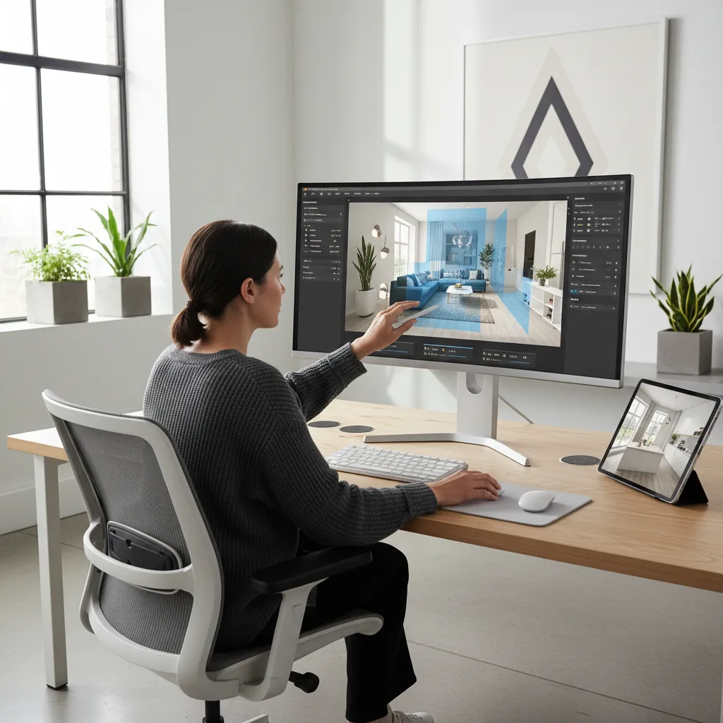 Pantalla mostrando análisis de distribución de una vivienda en 3D