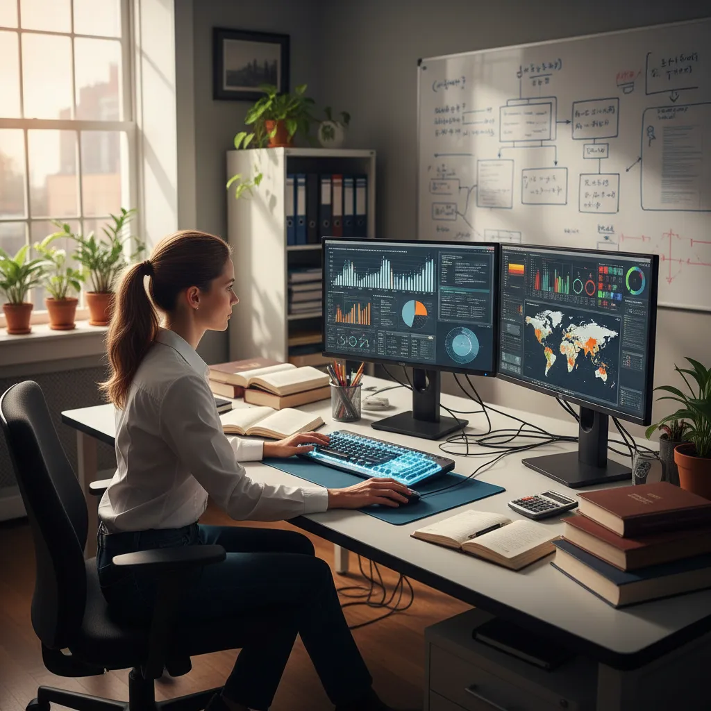 Investigador analizando datos epidemiológicos en ordenador