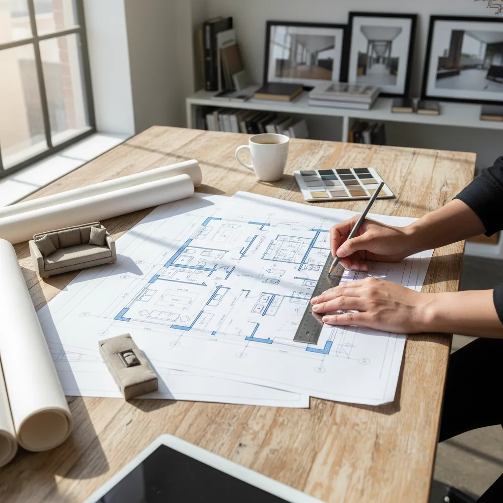 Plano de apartamento siendo analizado para mejorar la distribución interior