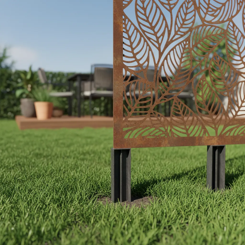 Outdoor decoration anchored to ground using metal stakes for wind stability