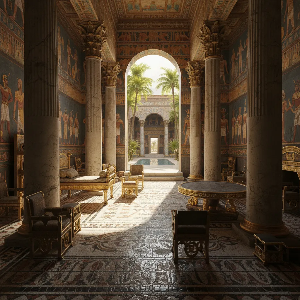 Interior inspirado en viviendas antiguas con mosaicos y mobiliario clásico