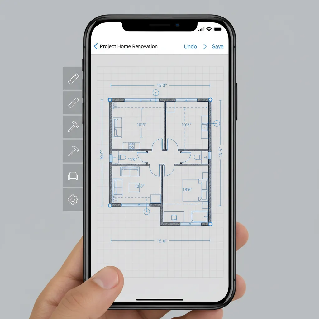 Editing walls and dimensions inside an Android floor plan design application