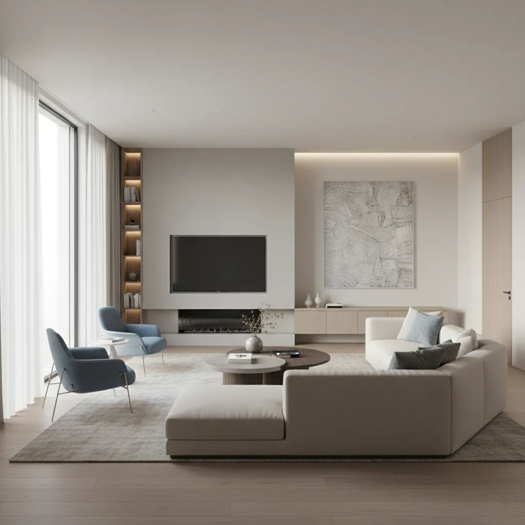 3D room layout preview generated from a floor plan on a mobile design app