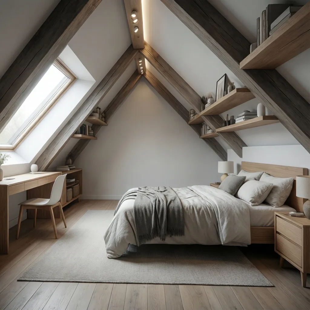 Safety and Installation Risks in Angled Ceiling Bedrooms: How to safely install lighting, shelving, and fixtures on sloped ceilings without damaging structure or creating hidden hazards