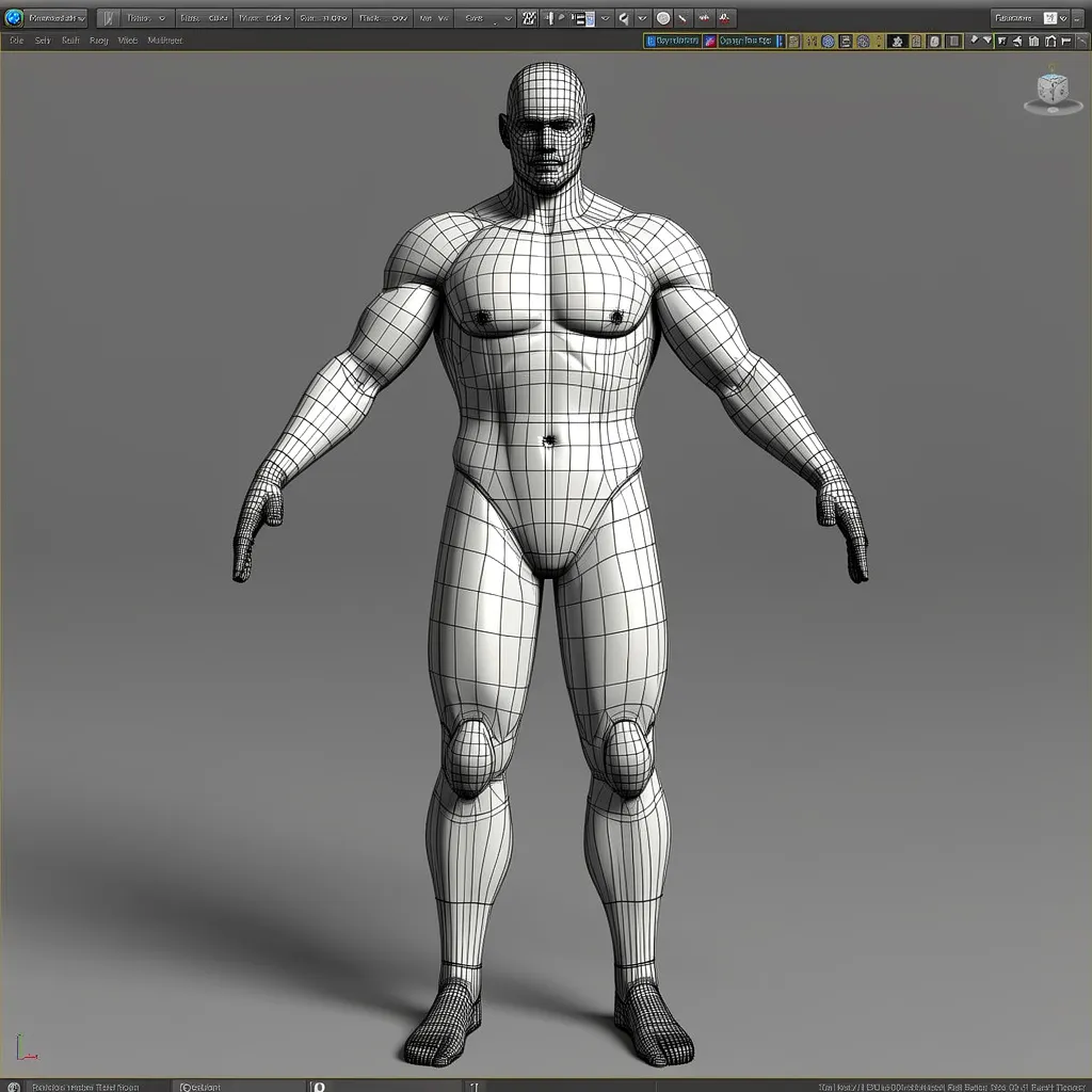 3D character model with visible clean topology for animation